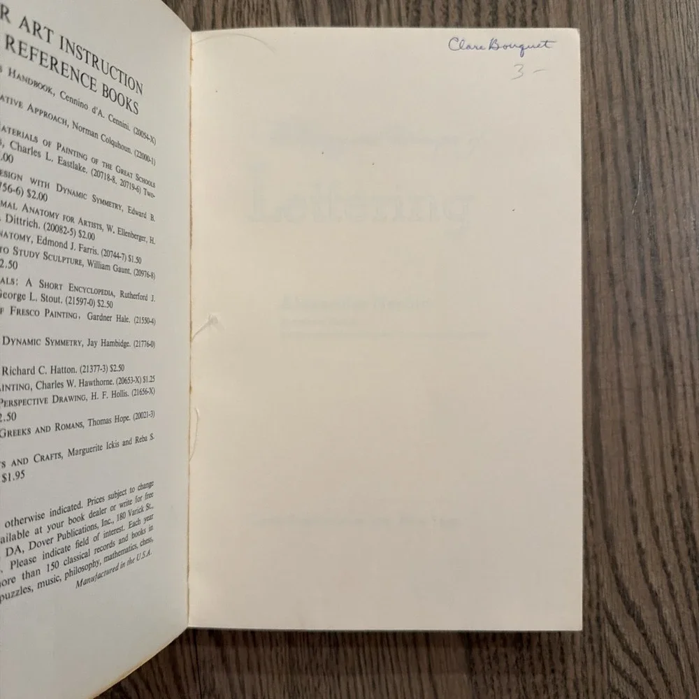 The history and technique of lettering by alexander nesbitt dover sc 1957